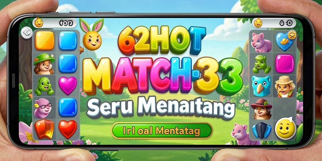 Tampilan gameplay seru dari permainan Match-3 62HOT.