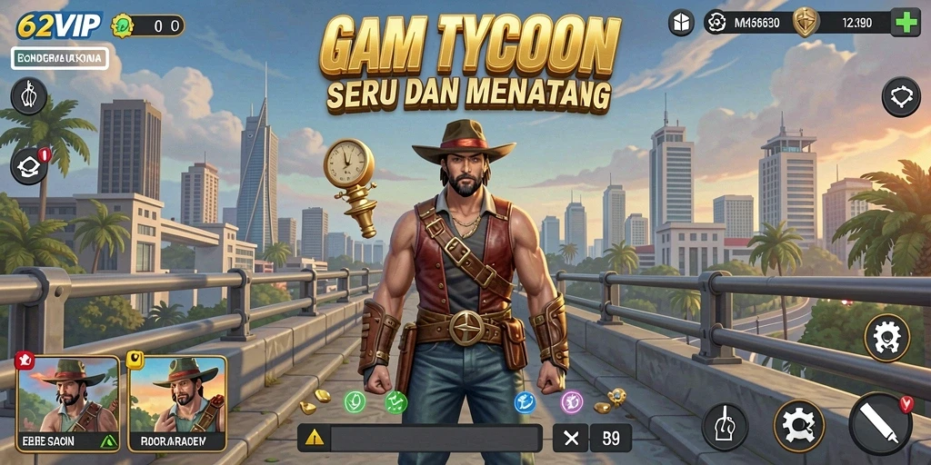 Screenshot gameplay 62VIP yang menampilkan keseruan saat bermain Tycoon.