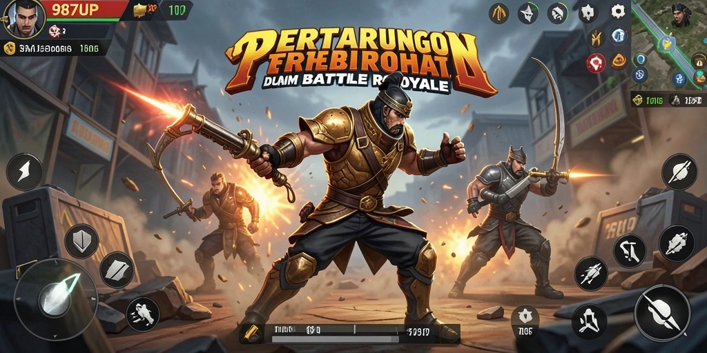 Screenshot menunjukkan aksi mendebarkan dalam 987UP Battle Royale.