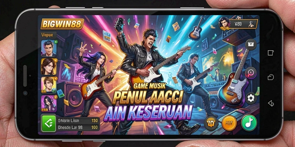 Tampilan gameplay seru dari BIGWIN88 dengan irama musik.