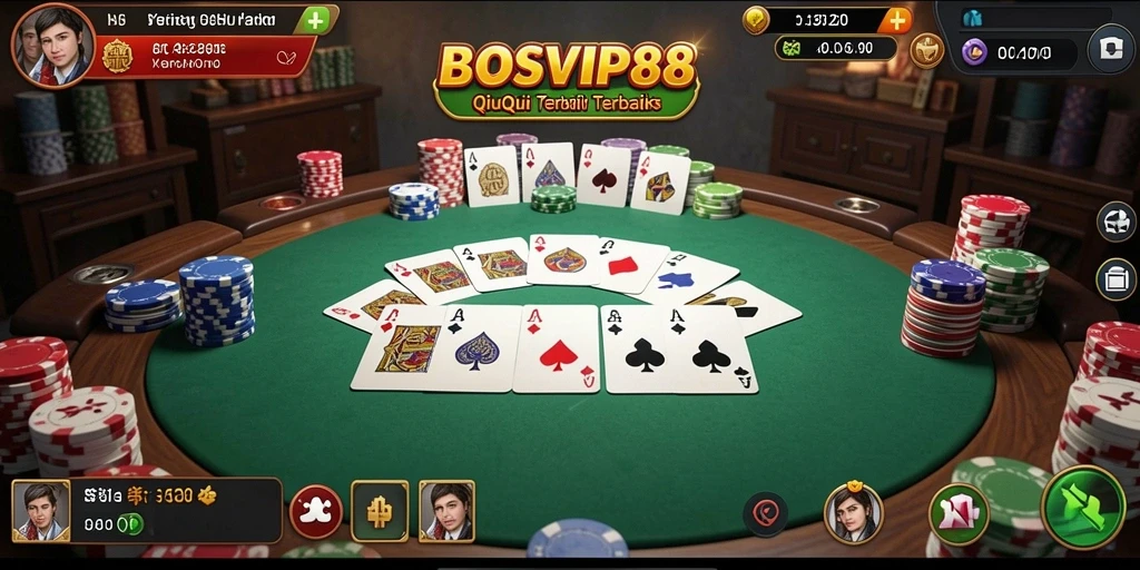 Screenshot gameplay BOSVIP88 menampilkan aksi seru permainan QiuQiu.