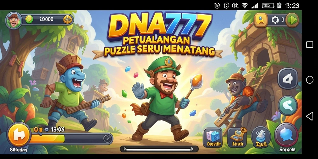 Screenshot gameplay DNA777 menampilkan tantangan puzzle yang seru.