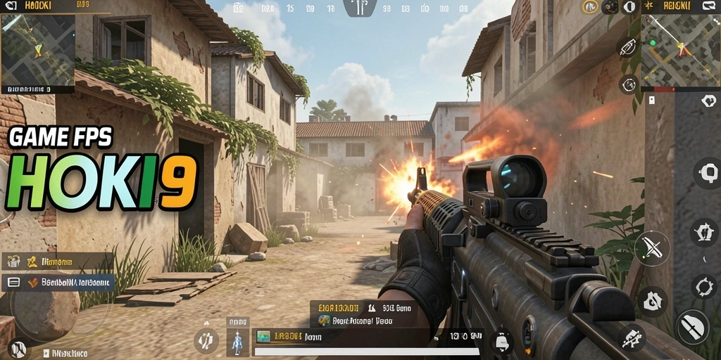 Tangkapan layar gameplay HOKI9 menampilkan aksi tembak-menembak yang intens.