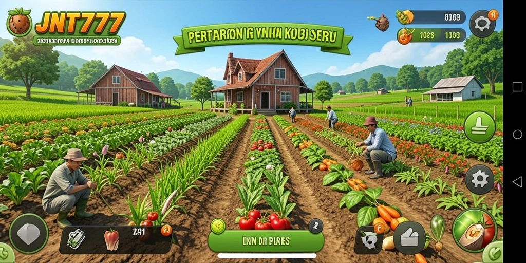 Screenshot JNT777 menampilkan gameplay pertanian yang interaktif dan menyenangkan.