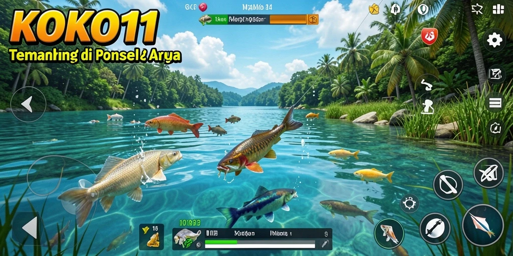 Screenshot menunjukkan pemain menangkap ikan besar di <strong>KOKO11</strong>.