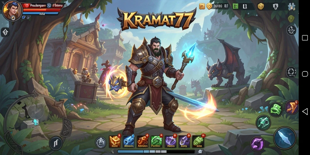 Tampilan gameplay KRAMAT77 dengan pertarungan ARPG yang dinamis.