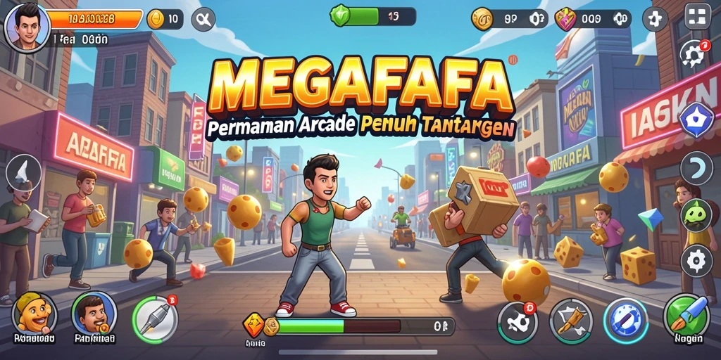 Screenshot MEGAFAFA menunjukkan gameplay arcade yang seru dan penuh tantangan.