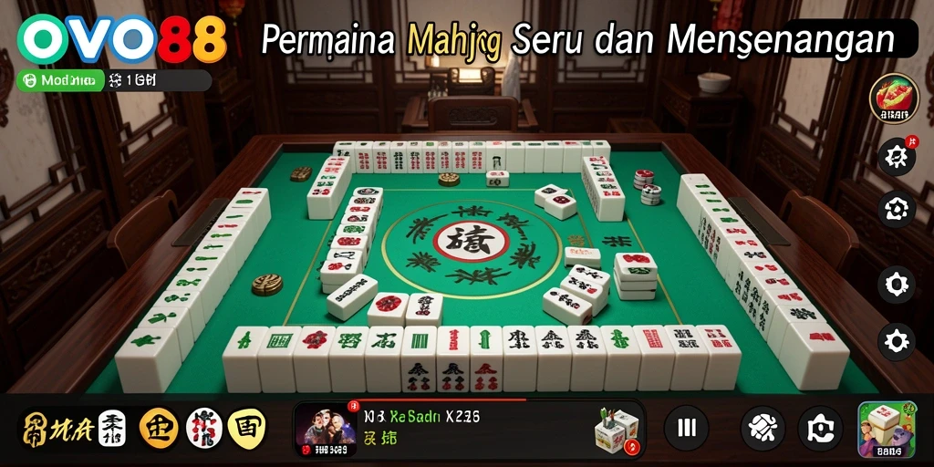 Tampilan layar utama OVO88 yang penuh aksi permainan Mahjong.