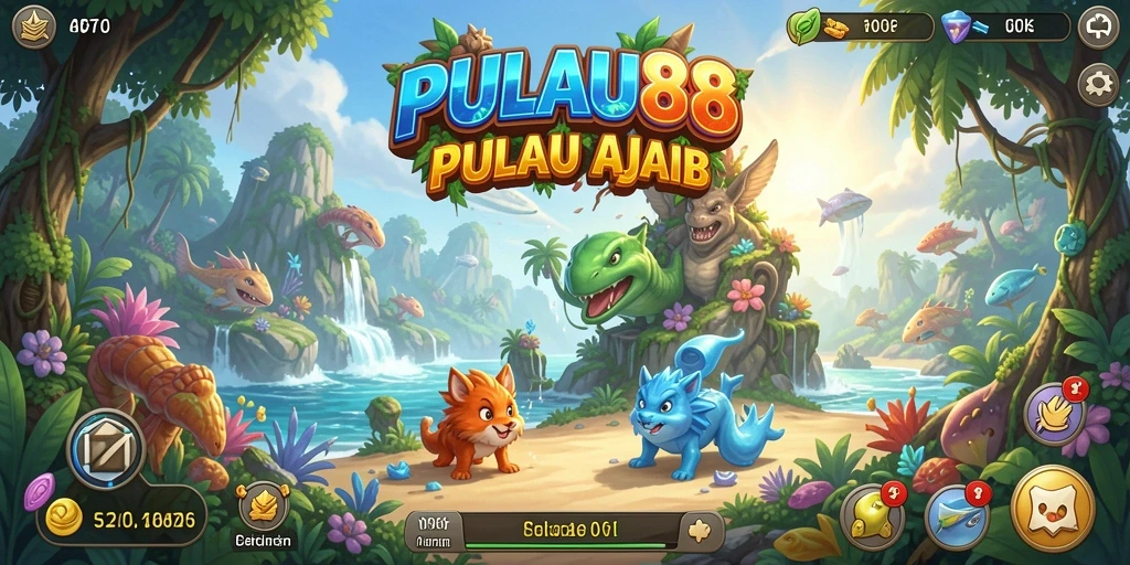 Tangkapan layar dari gameplay seru PULAU88 di pulau ajaib.