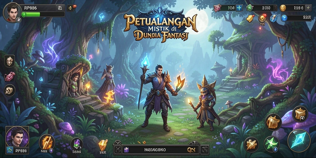 Tangkapan layar yang menampilkan gameplay RP886, menunjukkan eksplorasi mendalam di dunia petualangan.