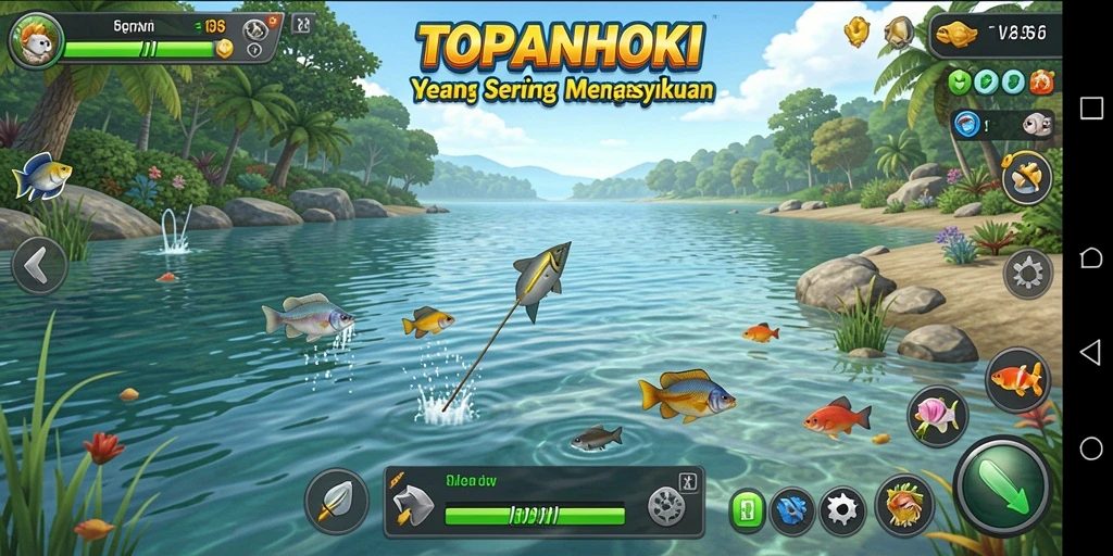 Tangkapan besar dalam gameplay memancing TOPANHOKI.