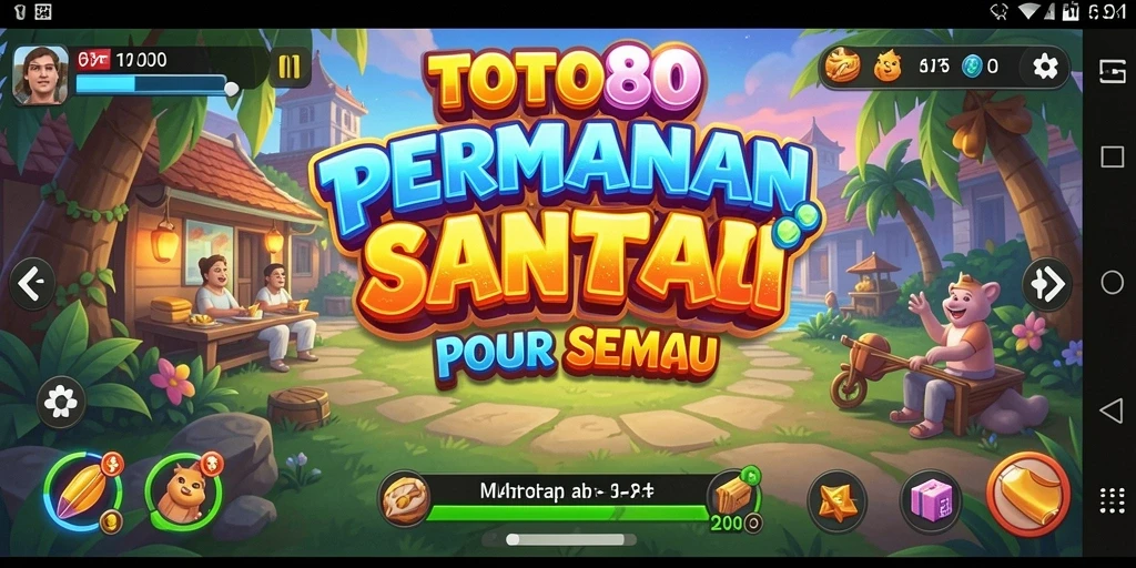Screenshot utama TOTO80 menampilkan gameplay santai yang penuh warna.