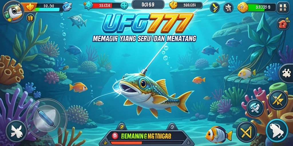 Tampilan gameplay UFO777 yang menampilkan aksi memancing yang seru.