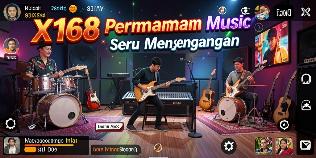 Tampilan gameplay X168 dengan beragam mode musik yang menarik.